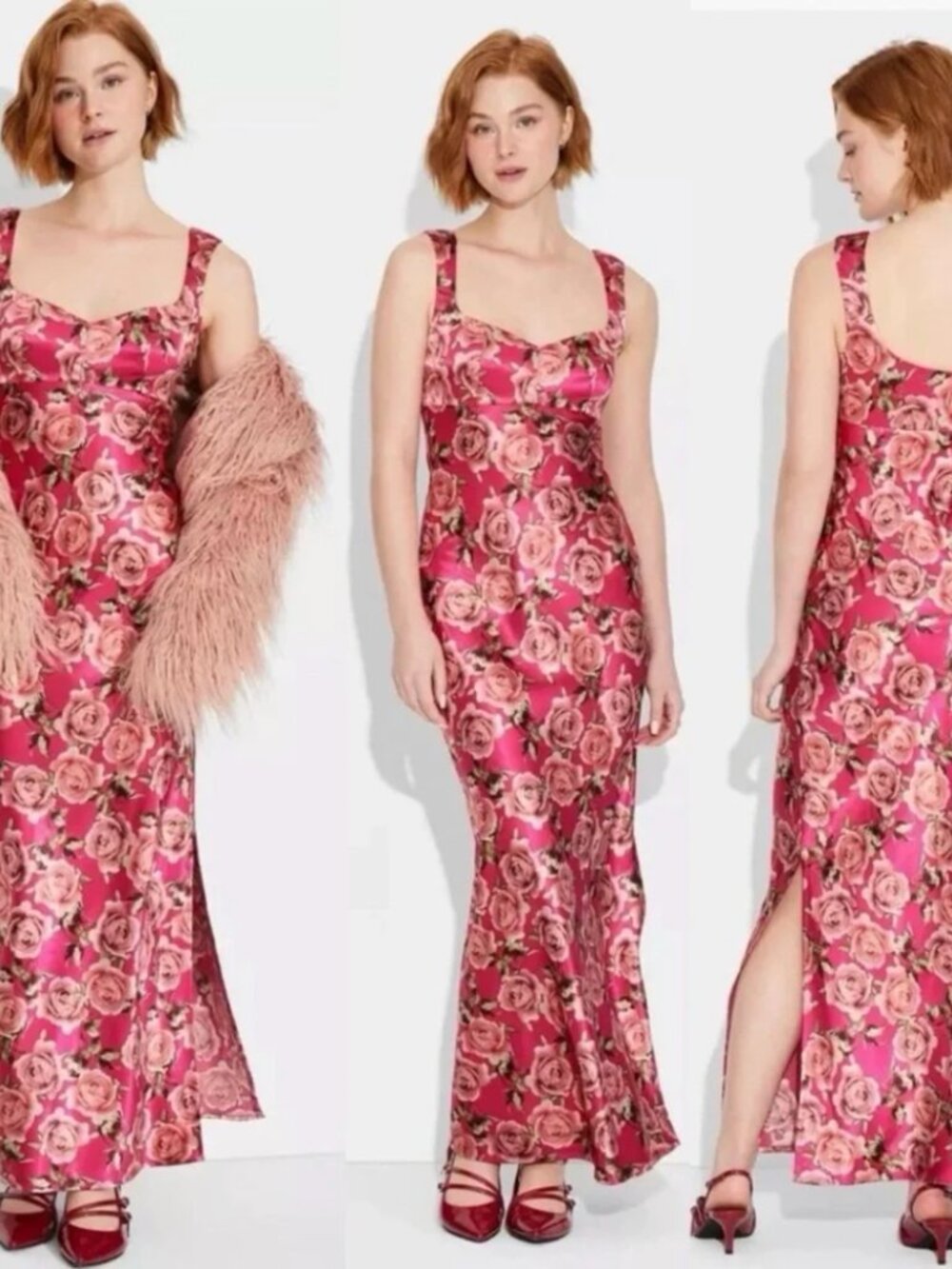 wild fable Hot Pink Floral Slip Dress